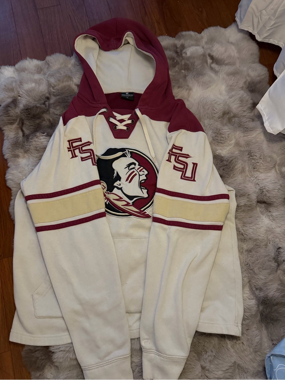 Hoodie Sweatshirt - Cream and Garnet Women’s Sweater